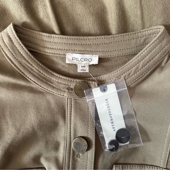 Pilcro Anthropologie Shirt Sleeve Knit Babydoll Shacket Moss Size XXS NWT - Picture 9 of 10